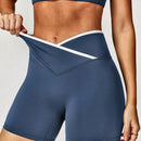 Shorts Femininos de Yoga com Cintura Cruzada