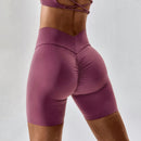 Shorts Femininos Franzidos com Cintura em V
